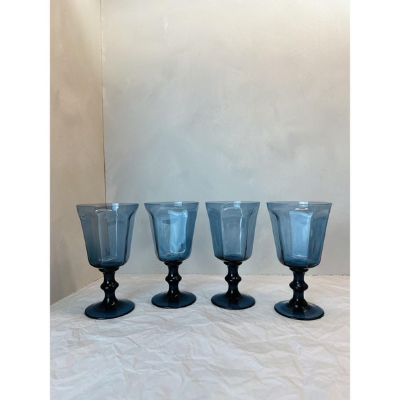 Lenox Other - VIntage Lenox Antique Dark Blue Crystal Glass Set of 4 Goblet Wine Glasses